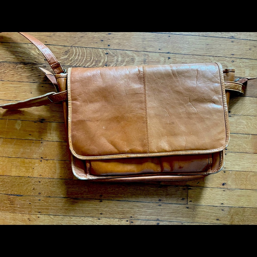 Real leather cross body work bag